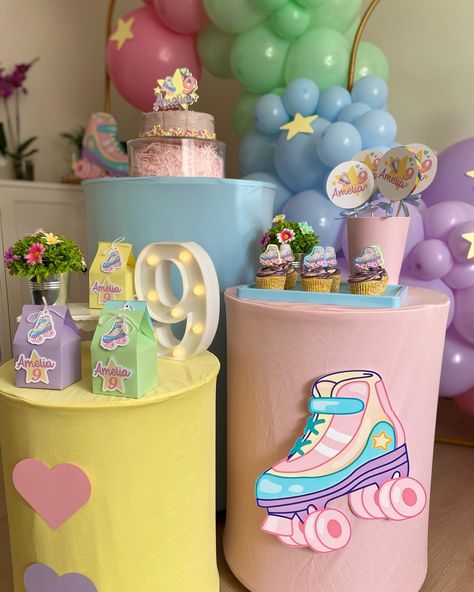 Roller skating party 🛼 It’s a hit with kids! #partyireland #rollerskatingparty #birthdaypartydecor #rollerskatingireland Roller Rink Party Ideas, Roller Skating Party, Skating Party, Roller Rink, Skate Party, Roller Skate, Roller Skating, Lets Celebrate, 7th Birthday