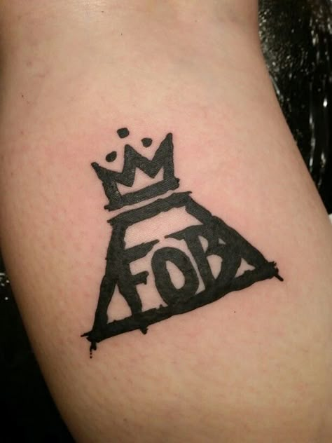 Fall out boys tattoo Fall Out Boy Tattoo, Fall Out Boy Lyrics, Boy Crown, Music Tattoo Sleeves, Crown Tattoo, Boy Tattoos, Home Tattoo, Band Tattoo, Small Tattoo Designs