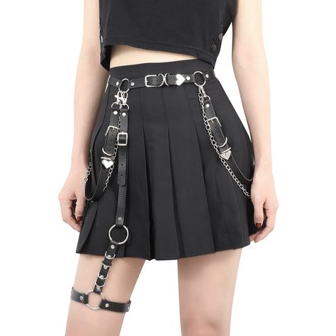 Neo Punk, Punk Belt, Thigh Belt, Waist Chain Belt, Leg Garters, Workout Women, Leg Garter, Belted Mini Skirt, Uniform Dress