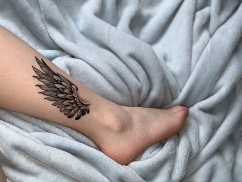 Wing Tattoo Men Leg, Wings On Calf Tattoo, Hermes Wing Tattoo, Calf Wings Tattoo, Wings On Legs Tattoo, Wing Calf Tattoo, Compass Tattoo Men Leg, Hermes Wings Tattoo Ankle, Wing Tattoo Leg