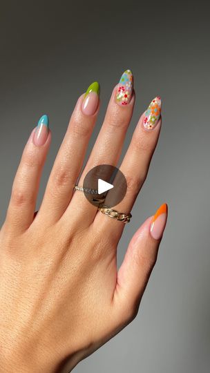 41K views · 1.8K reactions | How to create these petal-perfect french tips for summer 🧡🩵💚

Polishes used: Clueless, Everlasting Gobstopper, Banana Split, Hide the Rum!, By the Fireplace, Send Noodles, Juke Box Baby, & Totally Gelly. 

Tools used: Detail Brush Kit & Detail Brush.

#lightslacquer #nails #nailinspo #athomenails #nailsathome #summernails #softsummer #simplenails #flowernails #colorfulnails #summernailart #easynails #frenchtips #frenchnails #nailartinspo #naildesign #nailart #trendynails #trendynailart #nailpolish #nailtutorials | Lights Lacquer | altego_music · Please Please Please x Super Trouper (Altégo mix) Everlasting Gobstopper, Lights Lacquer, Tips For Summer, Juke Box, Please Please Please, Box Baby, Trendy Nail Art, French Tips, Banana Split