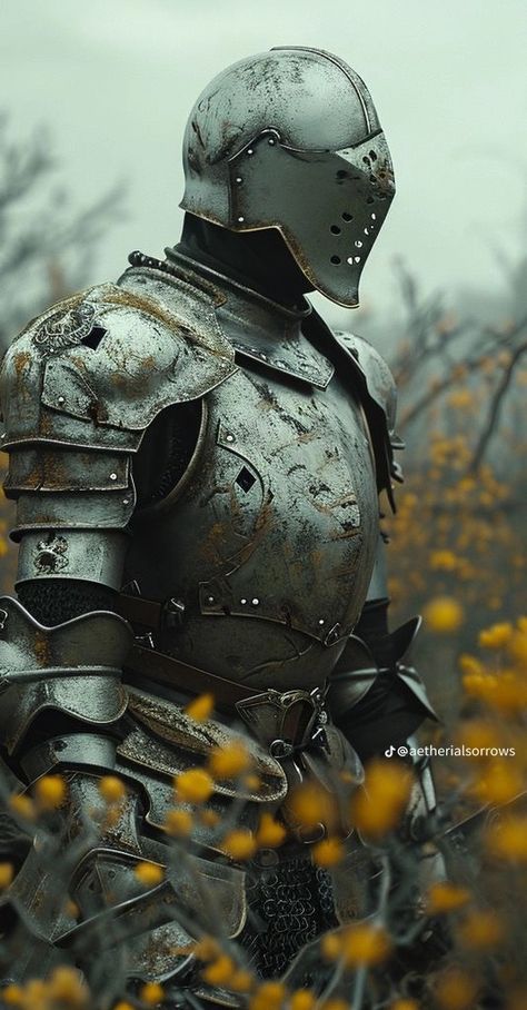 Knight AI art Modern Day Knight Armor, Midevil Knights Art, Knight Armor Aesthetic, Medieval Knight Armour, Fantasy Knight Aesthetic, Knight Armor Concept Art, Knight Pose Reference, White Knight Aesthetic, Knight Armor Art