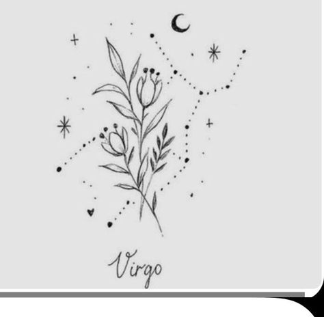 Virgo Flower Tattoo, Virgo Sign Tattoo, Tattoo Virgo, Virgo Flower, Virgo Tattoo Designs, Virgo Constellation Tattoo, Baby Tattoo Designs, Astrology Tattoo, Virgo Constellation