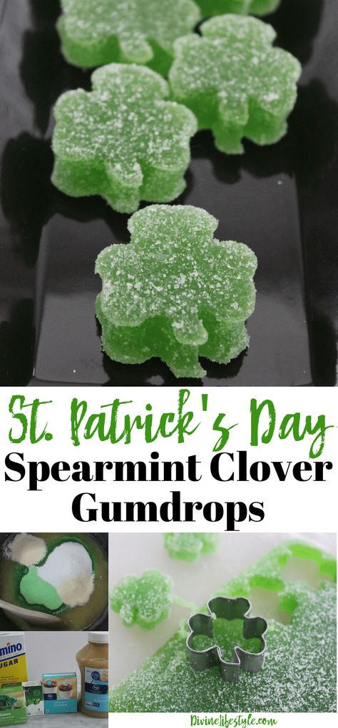 Fun St Patricks Day Food Spearmint Clover Green Gumdrops Homemade Gumdrops, Gumdrop Recipe, Childrens Party Food, Fun St Patricks Day, St Patricks Day Food, Food F, St Patrick's Day Decorations, St Patrick's Day Crafts, Saint Patties