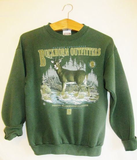 Vintage 1990's Whitetail Deer Buckhorn Outfitters Sweatshirt by FreshtoDeathVintage, $28.50 White Tail, Whitetail Deer, Embroidered Sweatshirts, Hunter Green, Vintage Sweatshirt, Cute Shirts, Forest Green, Cotton Shirt, Crewneck Sweatshirt