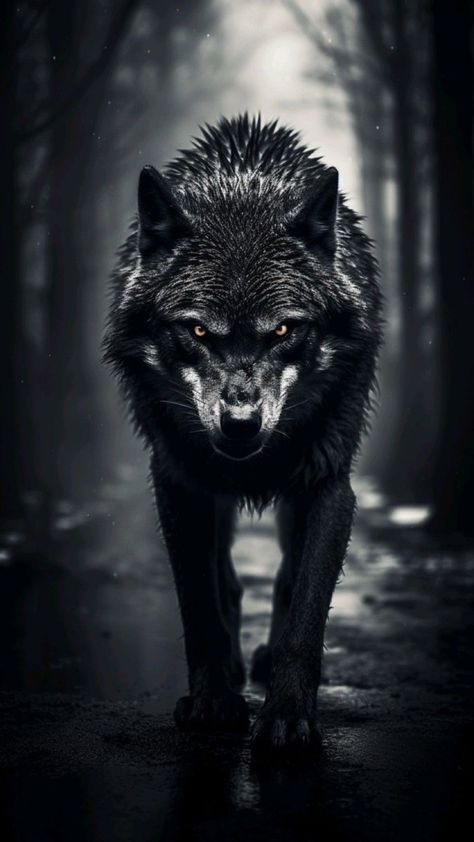 3d Wolf Wallpaper, Black Wolf Aesthetic Wallpaper, Dark Wolf Wallpaper, Black Wolf Aesthetic, Wallpaper Sigma, Wolves Aesthetic, Werewolf Tattoo, Wolf Walking, Shadow Wolf