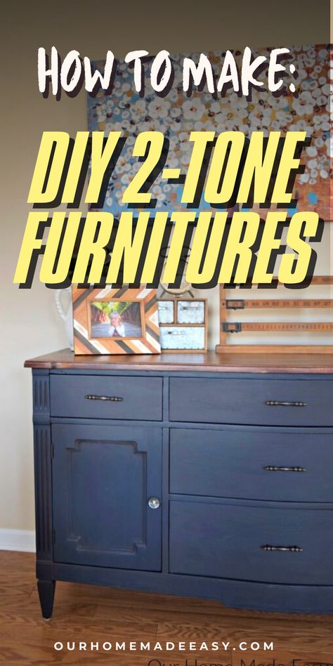 Painted Furniture With Stained Top, Painted And Wood Dresser, Two Tone Drawers, 2 Tone Furniture, Painted Furniture With Wood Top, Two Tone Buffet Painted Furniture, Two Tone Stained Dresser, Two Tone Furniture Color Combos, 2 Tone Painted Furniture