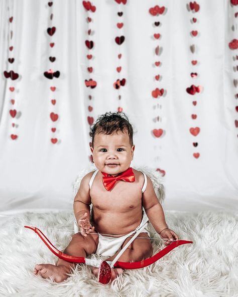 Baby Cupid Photoshoot, Cupid Photoshoot, Valentines Baby Photoshoot, Valentines Photos, Monthly Photoshoot, Baby Holiday Photos, Valentines Photoshoot, Month Pictures, February Baby