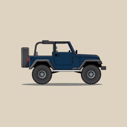 Jeep Wrangler illustration by Ross Miller Jeep Illustration Art, Jeep Wrangler Illustration, Jeep Wrangler Tattoo, Jeep Wrangler Drawing, Jeep Cartoon, Jeep Painting, Jeep Illustration, Jeep Drawing, Blue Jeep Wrangler