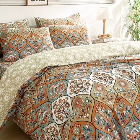 Amazon.com: DaDa Bedding Bohemian Duvet Cover w/Pillow Cases - Reversible Coral Teal Floral Paisley Botanical Garden Party - Bright Vibrant Multi-Colorful Blue Salmon Pink - Queen - 3-Pieces : Everything Else Botanical Garden Party, Bohemian Duvet Cover, Duvet Covers Bohemian, California King Duvet Cover, Colorful Room, Complete Bedding Set, Patterned Bedding, Full Duvet Cover, Reversible Duvet Covers