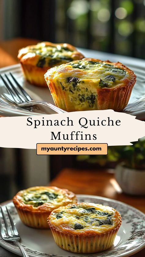 These Easy Spinach Quiche Muffins are the perfect wholesome snack! Filled with spinach, cheese, and fluffy eggs, they’re great for breakfast or as a light lunch. Simple to make and easy to store, these muffins are an ideal choice for meal prepping, providing a nutritious and delicious option whenever you need a quick bite! Easy Spinach Quiche, Quiche Bites, Quiche Muffins, Spinach Muffins, Egg Lunch, Easy Egg Recipes, Spinach Cheese, Fluffy Eggs, Spinach Quiche