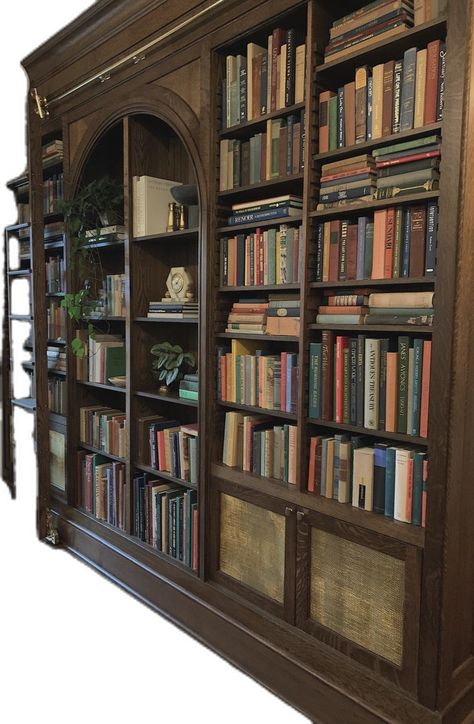 floor to ceiling bookshelves
movable ladder
archway design
cozy lighting Classic Home Library, Boho Library, Eclectic Library, Chic Library, Colorful Library, Contemporary Library, Dream Home Library, Nook Library, Custom Library