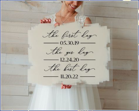 Wedding Signs - We'll save you many hours of searching. Just click to visit and get what you need NOW! Timeline Wedding Sign, Story Timeline, Yes Day, Acrylic Wedding Signs, Timeline Wedding, Lucite Table, Cricut Wedding, Acrylic Signs, Custom Wedding Signs