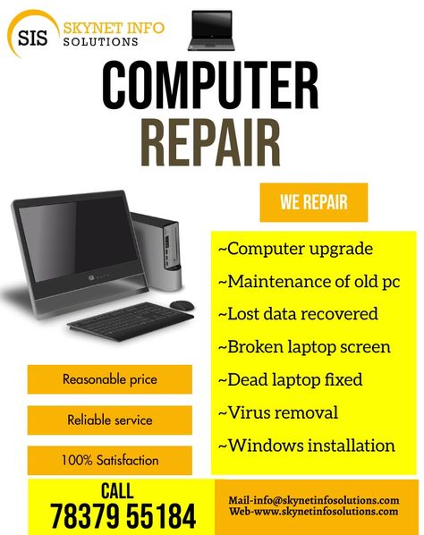 Laptop Repair Service Poster, Mobile Service Center, Service Poster, Laptop Service, Promo Flyer, It Tech, Computer Repair Services, Mobile Service, Computer Service