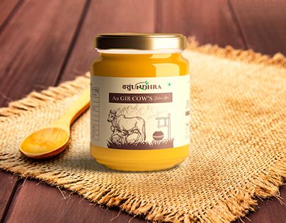 Ghee Packaging Design Creative, Cow Ghee Packaging Design, Ghee Label Design, Ghee Photography, Ghee Packaging Design, Videography Ideas, Cow Ghee, Labels Design, Dairy Cattle