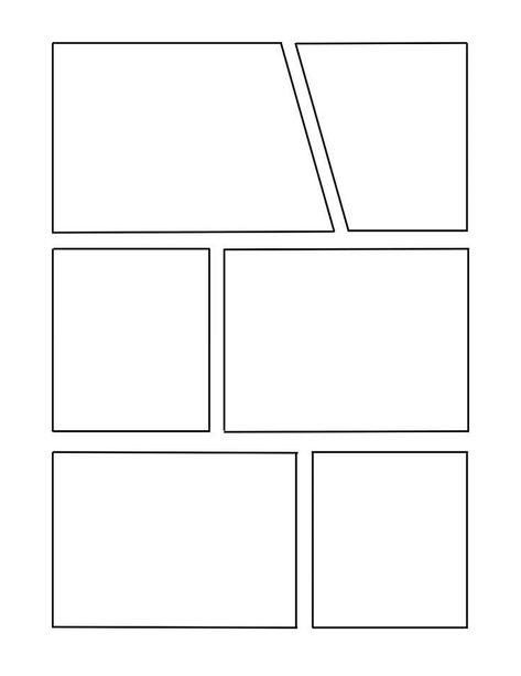 Comic Boxes Design, Comic Grid Layout, Comic Strip Reference, 6 Panel Comic Strip Template, Blank Manga Template, Simple Manga Panels To Draw, How To Draw Comic Panels, Comic Drawing Ideas Cartoon, Comic Panel Template