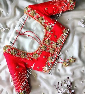 Anu Designs And Fashions, Simple Maggam Work Blouse, Simple Maggam Work, Red Blouse Design, Blouse Simple, Latest Bridal Blouse Designs, Maggam Work Blouse, Blouse Designs Catalogue, Best Blouse Designs