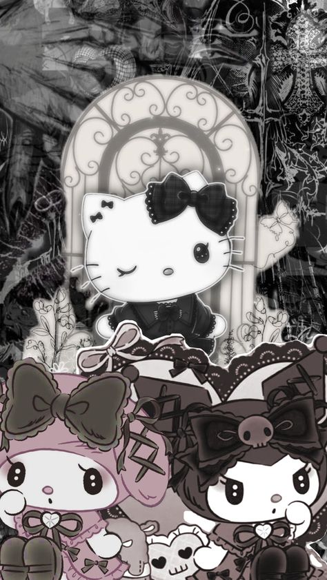 #hellokitty #hellokittyaesthetic #gothic #goth #gothaesthetic #gothvibes #halloween #fyp #wallpaper Gothic Heart Wallpaper, Gothic Christmas Aesthetic Wallpaper, Gothabilly Wallpaper, Wallpaper Backgrounds Goth, Cute Goth Wallpaper, Soft Goth Wallpaper, Gothic Lockscreen, Dark Sanrio, Gothic Christmas Aesthetic