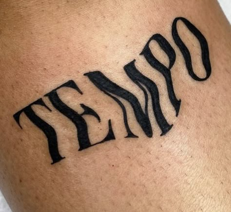 Trippy Font Tattoo, Wavy Writing Tattoo, Gothic Word Tattoo, Trippy Tattoo Designs, Wavy Tattoo, Trippy Tattoo, Typography Tattoo, Surreal Tattoo, Tattoo Lettering Styles