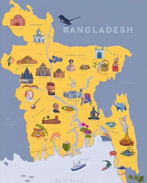 The Golden Bengal 🇧🇩 ❤️ Which part of this beautiful country are you from? . Prints available in A2 and A3 #Bangladesh #illustratedmap… Bangladesh Aesthetic Art, Bangladesh Culture Aesthetic, Bangladesh Map Illustration, Bangladesh Map Art, Bangladeshi Culture Aesthetic, Bangladeshi Illustration, Bangladesh Illustration, Bangladesh Culture, Bangladeshi Art