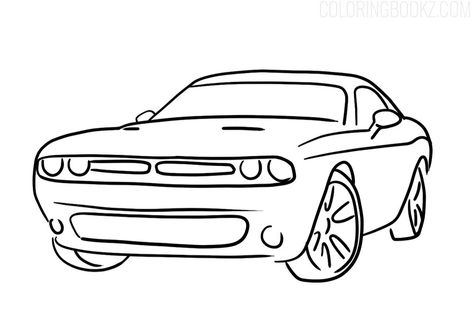 Dodge Challenger Coloring Page #Dodge #DodgeChallenger #Challenger #musclecar #power #cars #coloringpage #coloringpages Dodge Challenger Drawing Easy, Dodge Car Drawing, Dodge Challenger Painting, Dodge Challenger Sketch, Dodge Challenger Art, Dodge Challenger Tattoo, Dodge Challenger Drawing, Dodge Drawing, Challenger Drawing