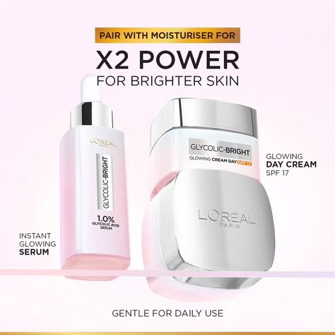 Now for RS.1239 (flat 25%off on L'Oreal products 😍) Was for RS.1640❌ Use my link 🔗https://highfy.pk?sca_ref=6093968.wv2j2D6QLj With code "MAHB10" FOR FREE SHIPPING ✅Formulated with 1.0% Glycolic Acid. Clinically proven to instantly brighten skin and reduce dark spots. Tested by dermatologists on Asian skin ✅VISIBLE RESULTS: Immediately: Skin is luminous and visibly glowing In 2 weeks: Dark spots are reduced and imperfections are visibly improved. Skin is more even and looks brighte... Skincare Ads, Glowing Cream, Glowing Serum, Asian Skin, Alpha Hydroxy Acid, Brighten Skin, How To Exfoliate Skin, Bright Skin, Glycolic Acid