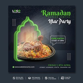 Designboss | Freepik Biryani Creative Ads, Iftar Poster, Fast Food Ads, Bakri Eid, Food Biryani, Web Design Inspiration Creative, Post Banner Design, Ramadhan Sale, Food Mockup