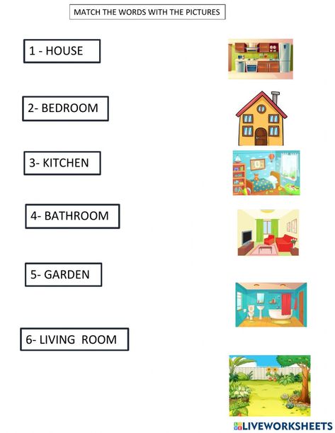 My Home Worksheet For Kids, Parts Of The House Worksheet For Kids, House Worksheets For Kids, My House Worksheet, Parts Of The House Worksheet, Exercise For Children, Learn English Kid, Teaching Safety, Ingles Kids