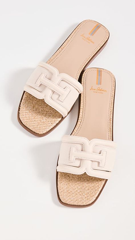 Sam Edelman Irina Slides | Shopbop Sam Edelman Sandals, Nice Sandals, Chic Flats, Tory Burch Sandals, Woven Raffia, Shoe Inspo, Cute Sandals, Sam Edelman Shoes, Shoe Game