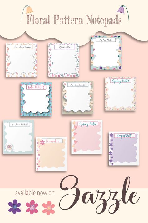 Add a touch of spring to your note-taking with our notepads featuring beautiful floral designs! These notepads are perfect for keeping track of your to-do lists, jotting down ideas, or sending a quick note to a friend. Order yours today from our Zazzle store and enjoy the beauty of spring all year round! Cute Notepad, Post It Notes, Note Taking, Floral Designs, To Do, Doodle Art, Art Designs, Spring Flowers, To Do List