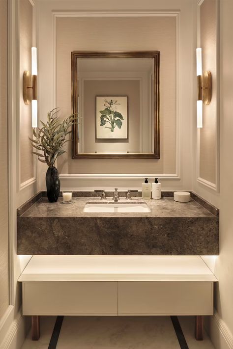 Style Moderne, Duplex Apartment, Mayfair | Samuel Heath Luxury Half Bathroom, Vaud Switzerland, Taylor Howes, Luxury Powder Room, Downstairs Wc, Shower Rooms, Powder Room Design, Downstairs Toilet, Casa Vintage