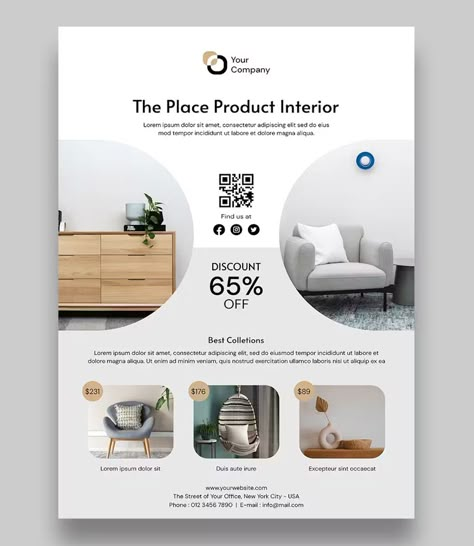 Furniture Leaflet Design, Furniture Flyer Design Ideas, Open House Flyer Design, Furniture Leaflet, Furniture Flyer Design, Minimal Brochure Design, Free Flyer Design, Minimalist Flyer Design, Promo Flyer