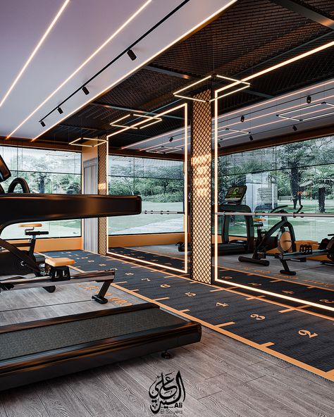 High End Gym Design, Minimal Gym Design, Fitness Decoration Gym, Commercial Gym Interior Design Ideas, Gym Room At Home Luxury, Gym Interior Ideas, Interior Gym Design, Gym Ideas Design, Gym In House