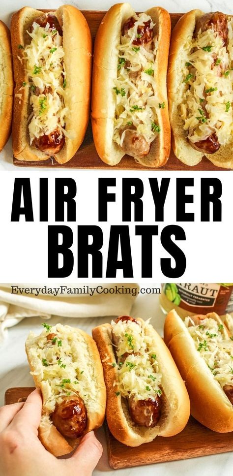 Recipes With Bratwurst, Air Fryer Bratwurst, Air Fryer Brats, Brats Recipe, Bratwurst Recipe, How To Cook Brats, Brats Recipes, Recipe To Cook, Bratwurst Recipes