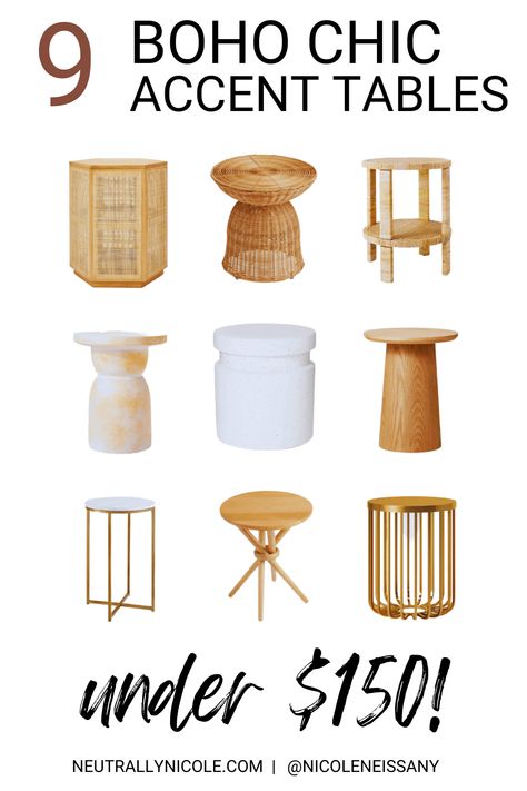 Are you looking to add a bit of boho style to your living room? There are plenty of accent tables that can help you do just that, without breaking the bank. Whether you prefer an eclectic look, or a more modern take on boho, you will find a wide range of affordable tables to choose from. From a vibrant Moroccan side table to an earthy rattan accent piece, you can easily add chic boho touches to your living room without compromising on your budget. Boho Living Room End Tables, Round Side Table Decor, Side Table Decor Living Room, Bohemian Side Table, Moroccan Side Table, Boho Side Table, Room On A Budget, Modern Accent Tables, Side Table Decor