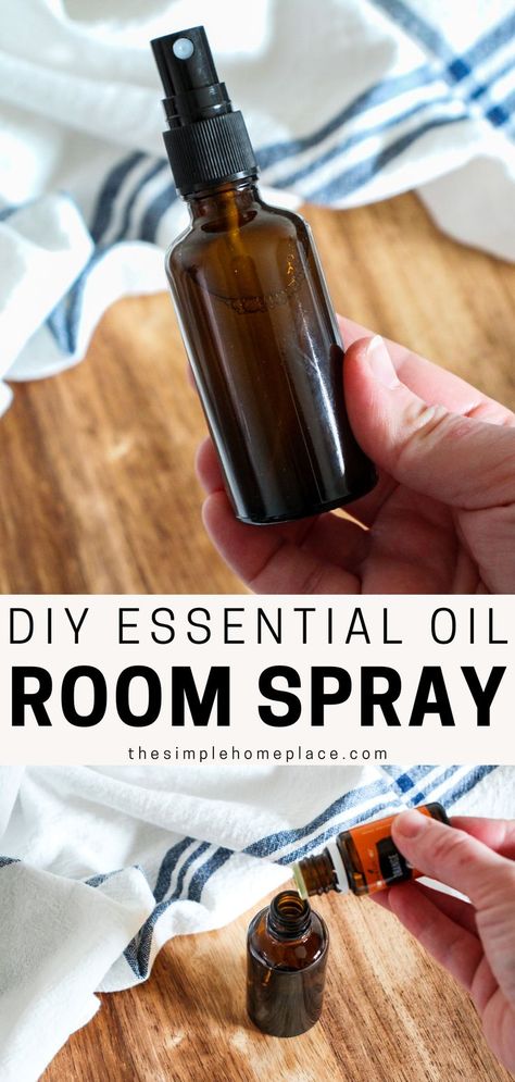 amber spray bottle full of DIY essential oil room spray Room Spray With Essential Oils, Homemade Room Spray, Essential Oil Room Spray, Room Spray Recipe, Amber Spray Bottle, Diy Room Spray, Easy Gift Idea, Homemade Air Freshener, Laundry Scent Boosters