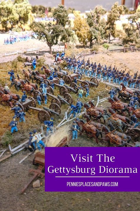 Travel tips Visit the Gettysburg Diorama (close up of some of the miniature soldiers and horses getting into formation) Diorama Kids, Gettysburg Battlefield, Battle Of Gettysburg, Adirondack Mountains, United States Travel, The Battle, Battlefield, Travel Ideas, Travel Essentials