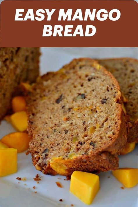 You are going to love this Easy Mango Bread.  It is so delicious that I have had people tell me it is addicting. Proceed with caution because it is pretty much that way.  Bake one for your loved ones today and let me know what you think. Mango Bread Recipe, Mango Bread, Cinnamon Pecans, Mango Dessert, Proceed With Caution, Delicious Cake Recipes, Bread Recipes Sweet, Sweet Bread, Perfect Harmony