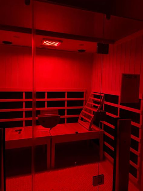 aesthetic, skincare, red light therapy, skin, skincare routine, red light, skincare hack Red Light Sauna Aesthetic, Red Light Therapy Spa, Diy Red Light Therapy, Infrared Sauna Aesthetic, Red Light Therapy Room, Red Light Therapy Aesthetic, Red Gym Aesthetic, Red Light Sauna, Holistic Health Aesthetic