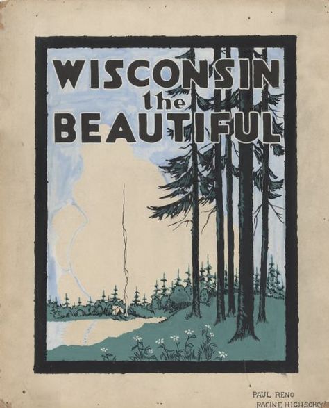 Wisconsin the Beautiful Conservation Poster, Vintage National Park Posters, Blue And White Flag, Wisconsin Art, Poster Competition, Check Box, Colorful Images, Lake Art, Nature Posters