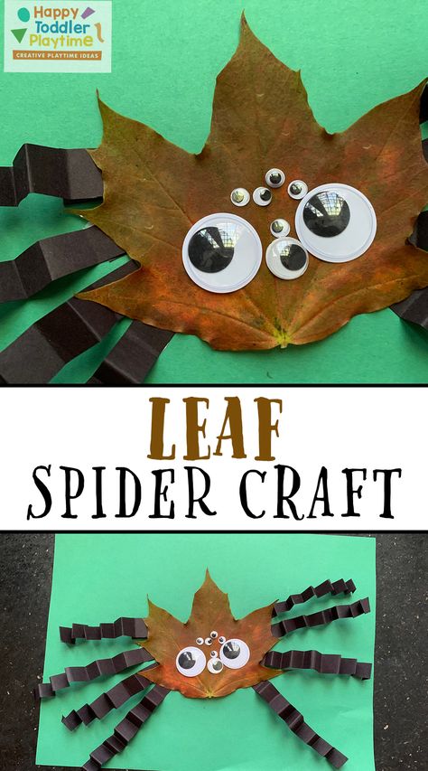 Bat Art Projects For Kids Preschool, Easy Bat Crafts For Kids, Spider Crafts Kindergarten, Leaf Bug Craft, Halloween Leaf Craft, The Very Busy Spider Crafts Preschool, Spider Art For Toddlers, Spider Kids Craft, Creepy Crawlies Craft For Kids