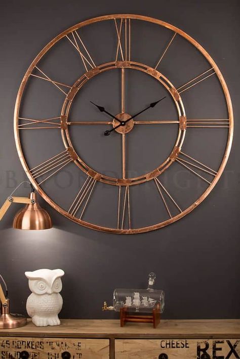 modern copper wall clock - Trendir Copper Kitchen Accessories, Wall Colour, Decoration Tips, Kitchen Wall Clocks, Ideas Casa, Unique Wall Clocks, Copper Wall, Copper Kitchen, Design Industrial