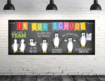 Penguin Classroom Theme Decor, Penguin Classroom Theme, Sports Theme Classroom, Penguin Theme, Classroom Banner, Education Banner, School Hallways, Emperor Penguin, Math Poster