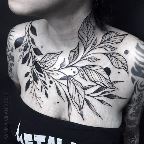 1,595 Likes, 14 Comments - yanina VILAND (@yaninaviland) on Instagram: “2017 🖤 for Carla from Belo Horizonte 🇧🇷 Booking in LISBON is open 📩…” Horizontal Tattoo Ideas, Fern Tattoo, Geometric Sleeve Tattoo, Tattoo Apprenticeship, Amazing Tattoos, Chest Tattoos For Women, Botanical Tattoo, B Tattoo, Aesthetic Tattoo