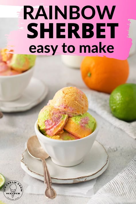 Kitchen Aid Ice Cream Recipes, Ice Cream From Scratch, Kitchen Aid Ice Cream, Homemade Sorbet, Sherbet Ice Cream, Sherbet Recipes, Frozen Treats Recipes, Ice Cream Recipes Machine, Sorbet Ice Cream