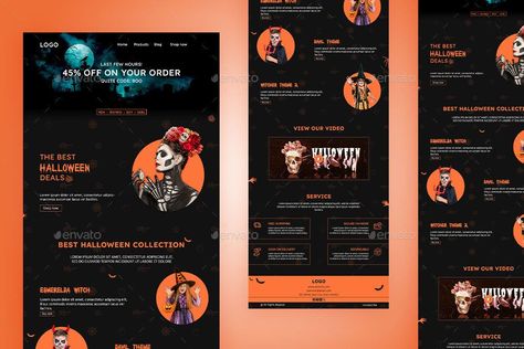 Halloween Offer Email Newsletter PSD Template Fashion Email Design, E Newsletter, Email Design, Halloween Fashion, Email Newsletters, Halloween Design, Magazine Design, Psd Templates, Graphic Design Art