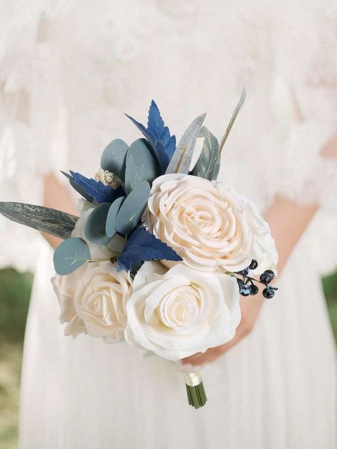 7.87 Inch Wedding Bouquets For Bride Bridesmaid Artificial Flower Bridal Bouquets Tossing Bouquets For Wedding Ceremony Anniversary Decoration Blue and White         Home Decor, size features are:Bust: ,Length: ,Sleeve Length: Small Wedding Bouquets, Light Blue Wedding, Anniversary Decorations, Wedding Bridal Bouquets, White Bouquet, White Home Decor, Small Wedding, Blue Wedding, Artificial Flowers