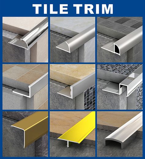 TILE TRIM Tile Metal Edge Trim, Aluminum Tile Edge Trim, Tile Corners Edge, Finish Tile Edge, Tile Trim Edge Kitchen Backsplash, Tile Trim In Bathroom, Tile Edging Trim Ideas, Tile Edge Trim Ideas, Tile Trim Ideas