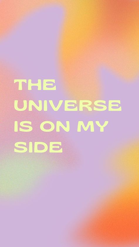 The universe is on my side Spiritual Wallpaper, Positive Wallpapers, Vision Board Affirmations, Gratitude Affirmations, Vision Board Manifestation, Luck Quotes, Design Hoodie, Good Luck Quotes, Self Love Affirmations