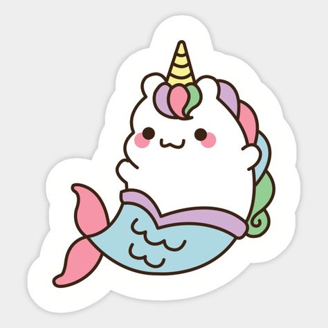 Unicorn Mermaid - Unicorn - Sticker | TeePublic Unicorns Stickers, Penanda Buku, Mermaid Unicorn, Anime Mermaid, Unicorn Mermaid, Preppy Stickers, Mermaid Sticker, Unicorn Stickers, Kawaii Doodles